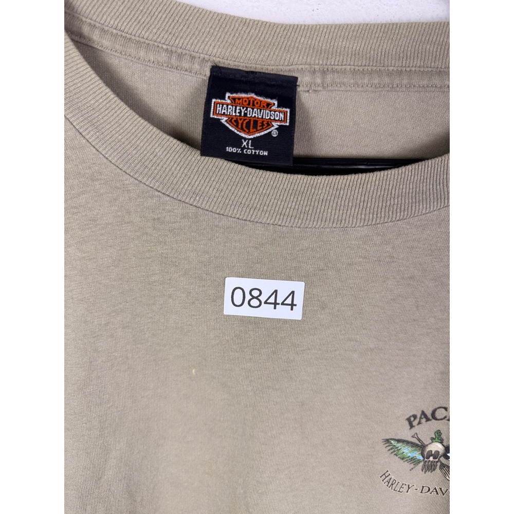 Harley Davidson Pacific Waikiki Aloha Hawaii Graphic T-Shirt Tan XL - Picture 3 of 8